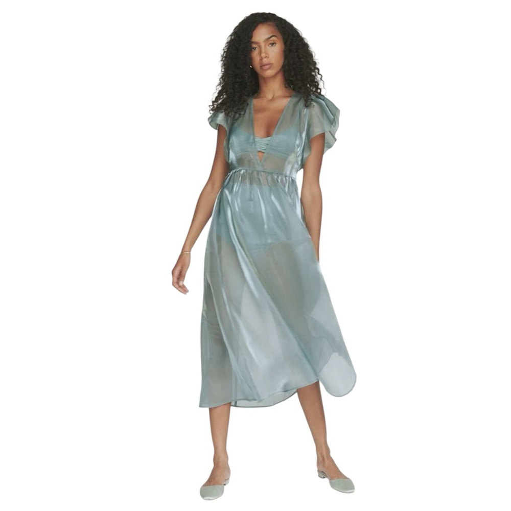 Reformation Seafoam Green Sheer Midi Dress